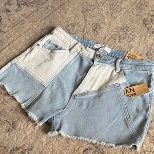 Light Blue and White Jean Shorts